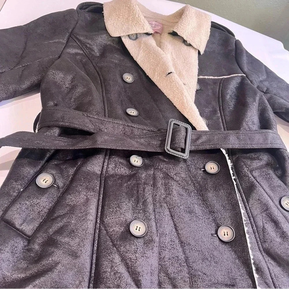 Romeo and juliet couture y2k trench double breasted teddy lined coat women Large - Picture 5 of 9